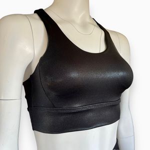 NWT BuffBunny NORTHERN LIGHTS Sports Bra Coated METALLIC Black Stone XS